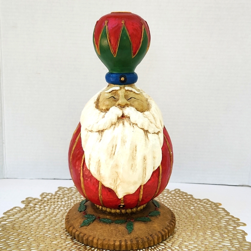 SANTA WHIMSICAL FOLK ART 12" CANDLEHOLDER/FIGURINE - Picture 9 of 9